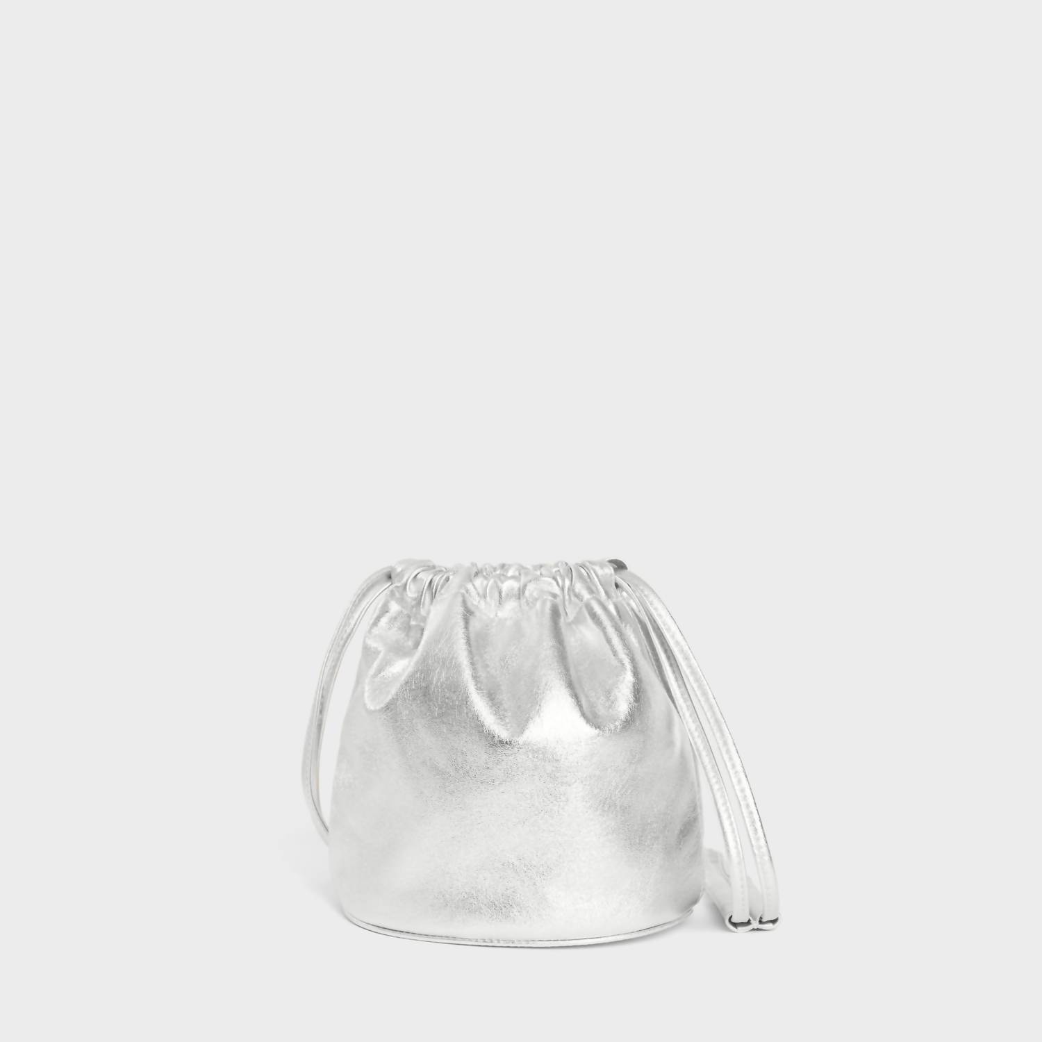 Silver Drawstring Crossbody Bag